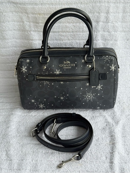 Coach Handbags - Coach Black/Grey Snowflake Signature Medium Rowan with Detachable Strap